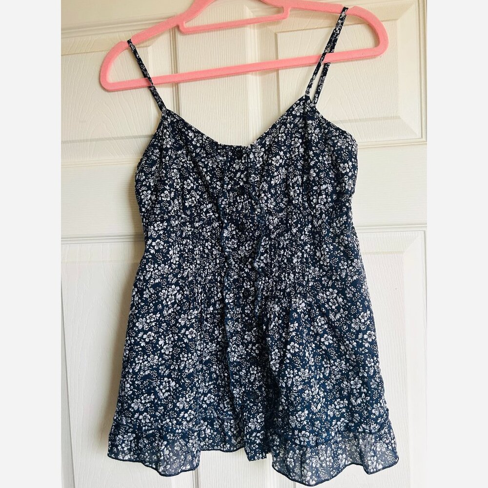 COPY - Express Navy Babydoll Tank with White Floral Print
